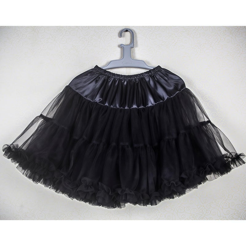 Shimaly Women's Princess Layered Puffy Skirt Mini Tutu Skirt Short Petticoat (S-M, Black) - Image 2